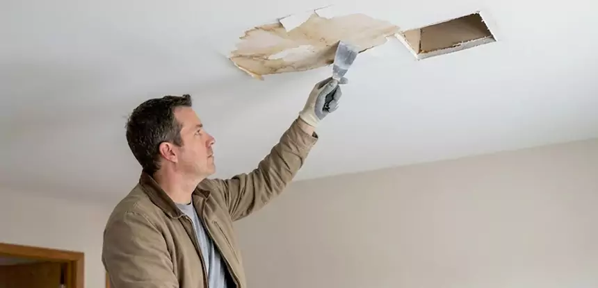 Ceiling Water Stain and Drywall Repair in Winder